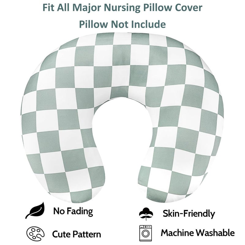 DILIMI Nursing Pillow Cover, Stretchy Removable Case for Breastfeeding Pillows, Ultra Soft Comfortable Slipcover for Baby Girl and Boy, Checkerboard Grid - Image 4